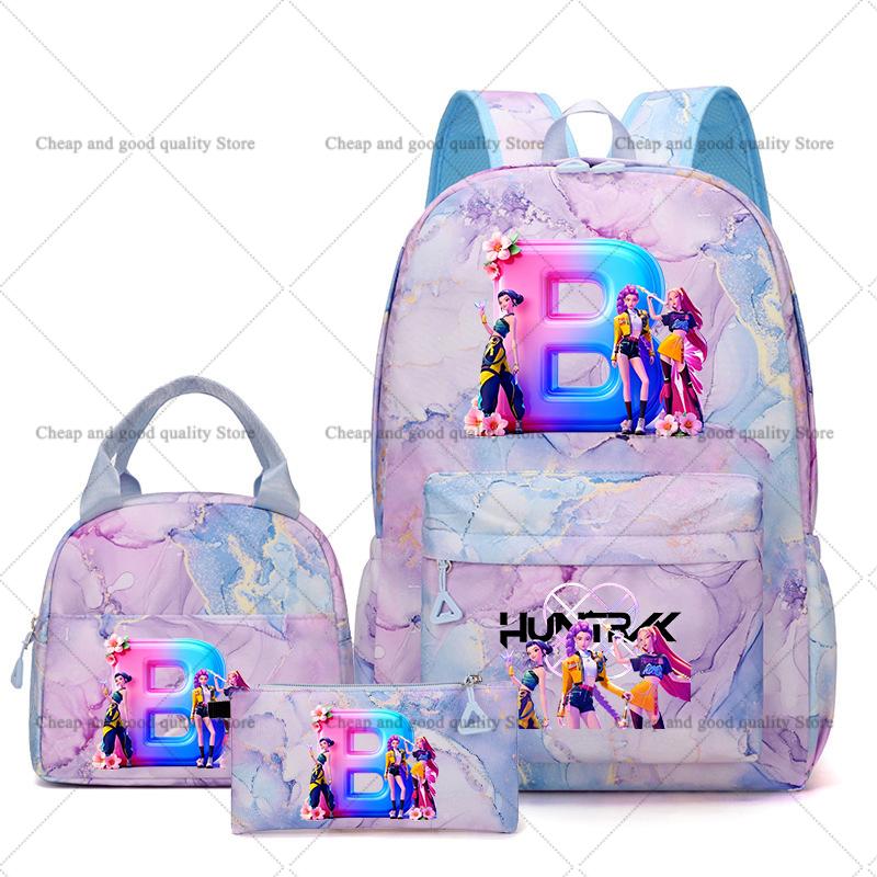 3PCS KPop Demon Hunters Backpack Lunch Bag Set School Bag Pencil Case Girl Back To School Perfect Gift Leisure Mochila Teens Travel Bags