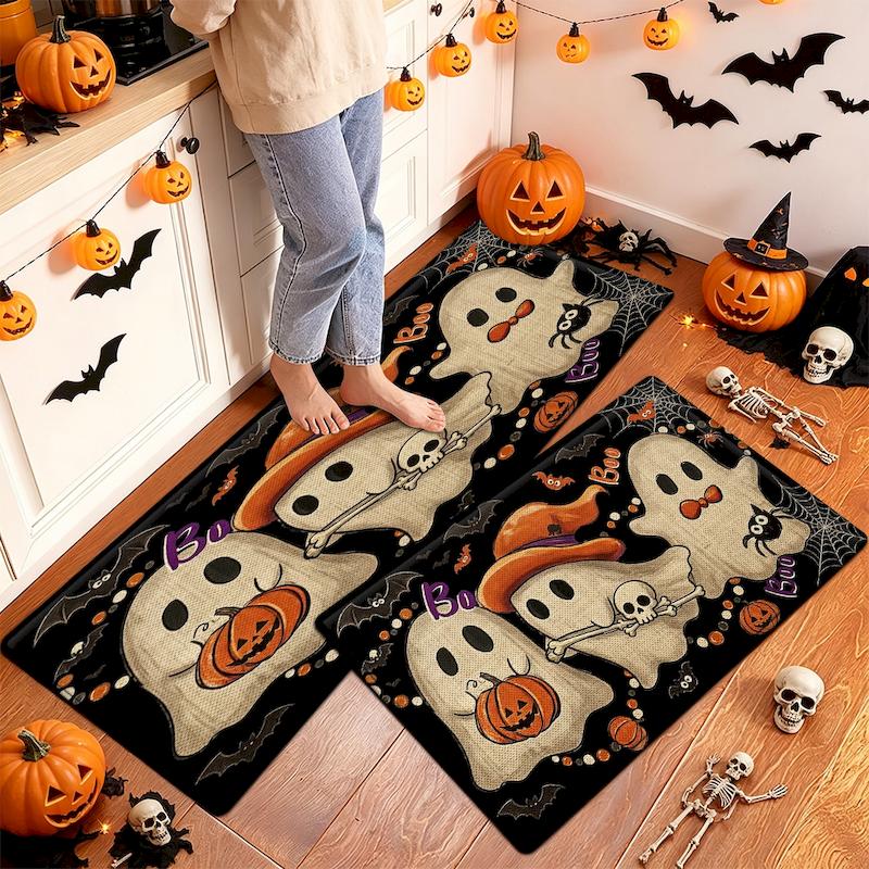Halloween Cute Ghost Door Mat Bathroom Entrance Non Slip Floor Mat Kitchen Soft Carpet Home Decoration