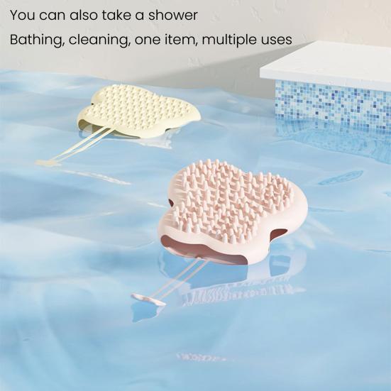 2-in-1 Pet Grooming Glove with Lanyard Soft Flexible Cat Head Shape Pet Grooming Massage Glove Grooming Mitt