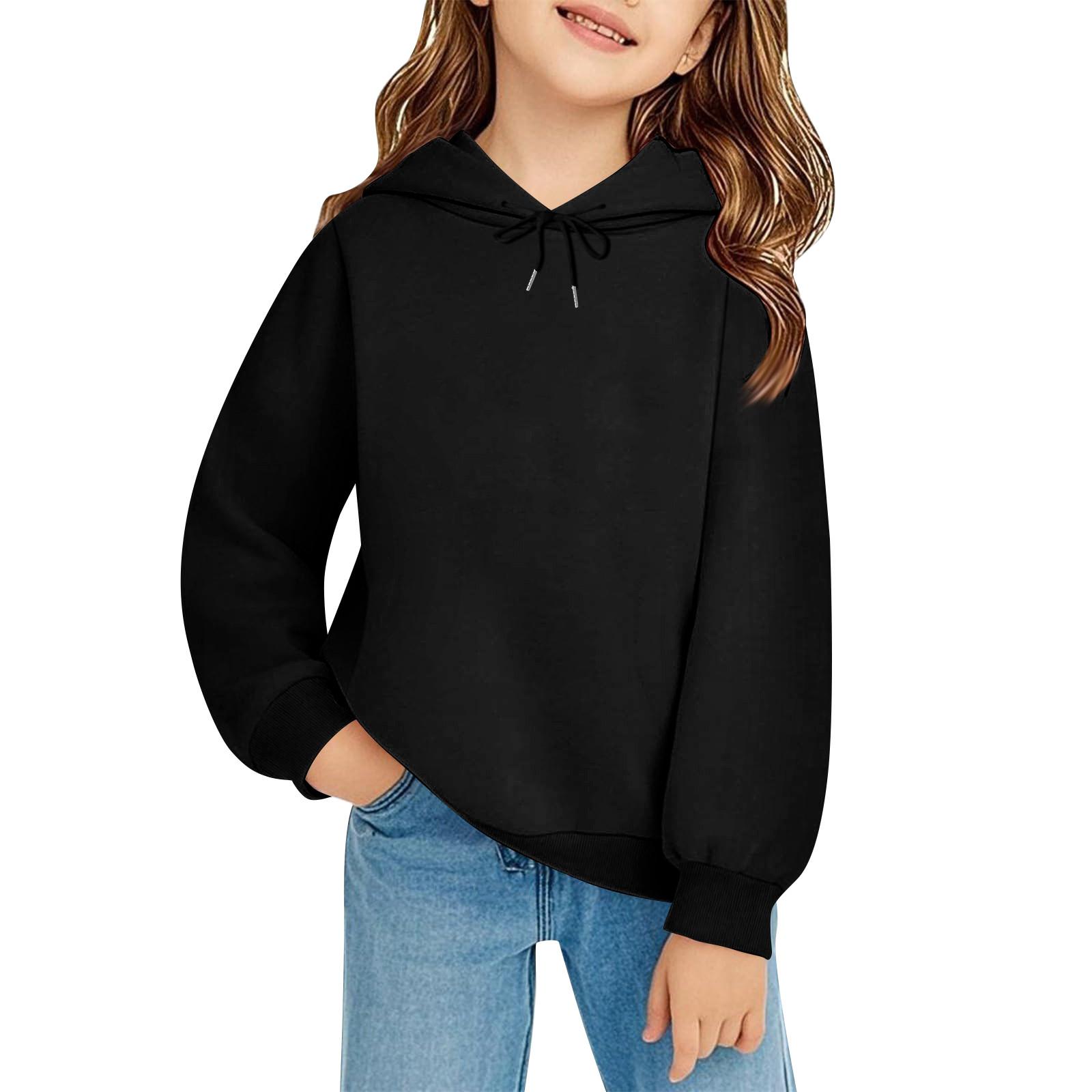 

Children s Long-sleeved Loose-fitting Pullover Hoodie With Drawstring And Solid Color 100