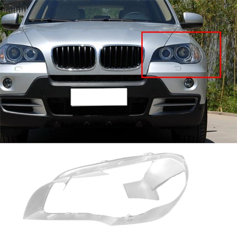 Car Front Headlight Cover Lampshades Lamp Shell Headlights Lens Cover For BMW X5 E70 2008-2013