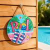 Swimming Pool Sign Summer Wooden Hanging Sign, Weather Resistant Solid Wood Plaque with Outdoor Wall Art Hemp Rope for Beach Party And Decoration