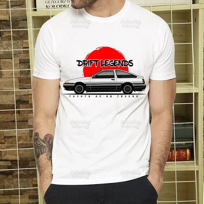 Initial D T Shirt  Unisex Retro Washed Tops Tees Harajuku AE86 Drift Tshirt Hip Hop Male Fujiwara Tofu JDM Japanese T-shirts Shirt