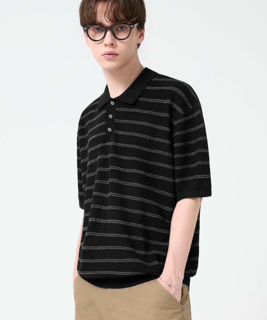 TRILLION (Collar/Henry Neck) Washable Daily Short Sleeve Knit_8 Colors (Type I)