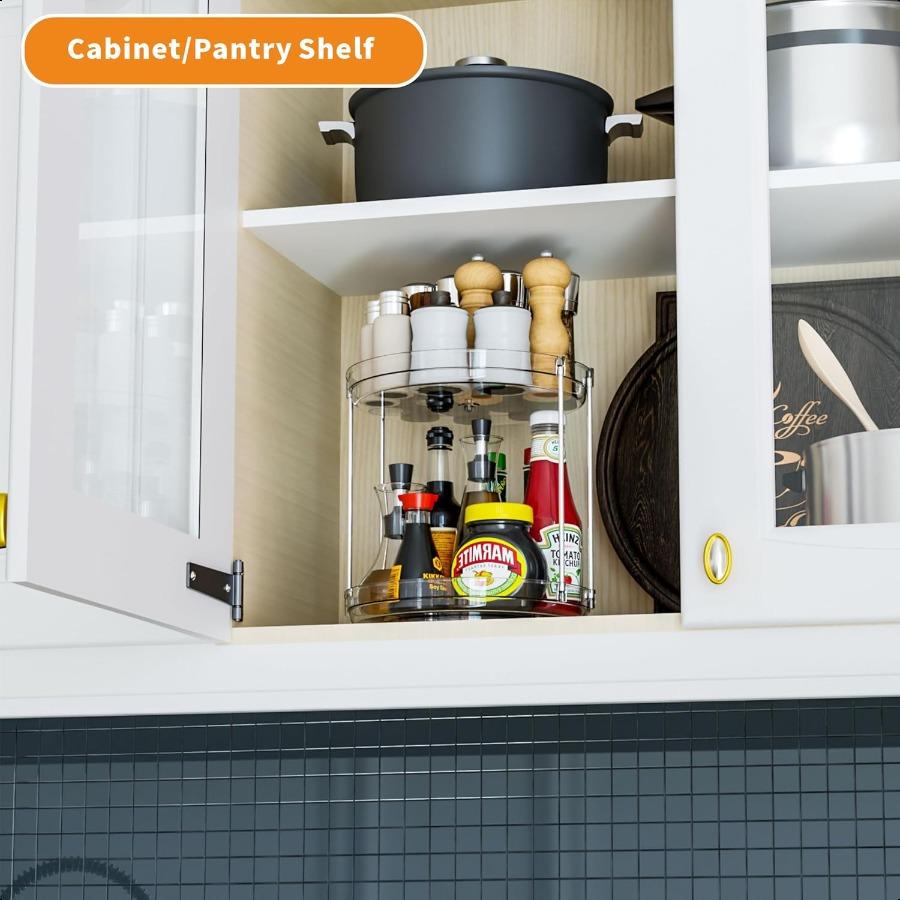 

2 Tier 9.5 Turntable for CabinetClear Spinning Spice Rack and Medicine Turntable Organizer Spice Organization for Pantry Shel United States