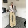 Spring new American retro micro-pull jeans women's low-rise loose wide-leg pants