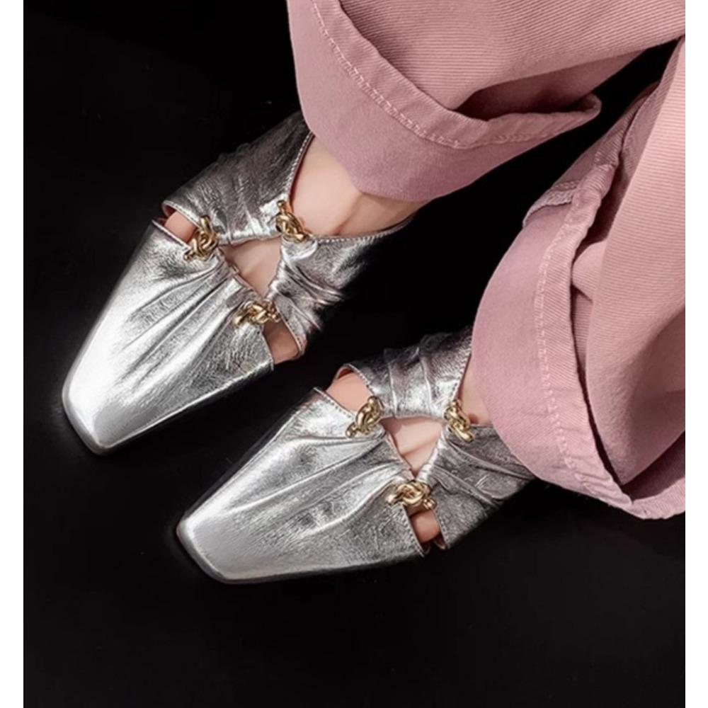 New Low Heel Shoes for Women Baotou Slippers Solid Square Toe Summer Fashion Hot Sale Women's Slippers Versatile Style