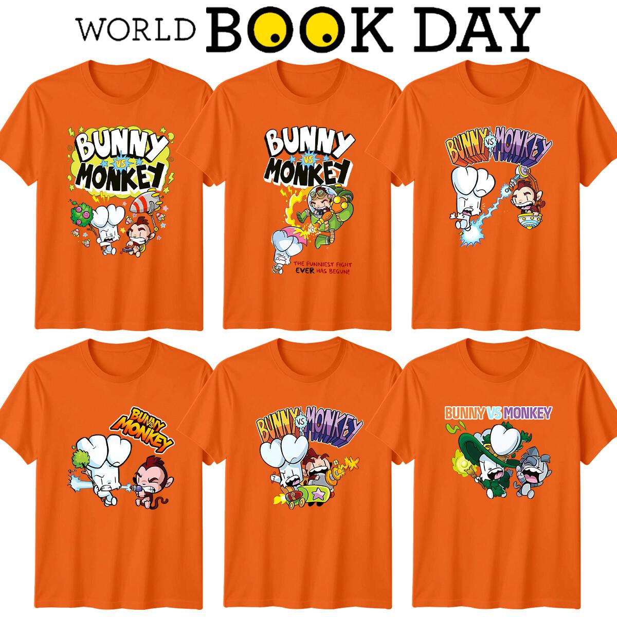 Bunny Vs Monkey Boys World Book Day 100% Cotton T-shirt Mens Tees Tops Tee Costume Outfits Apparel #WBD L