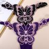 Butterfly Pattern Thong Solid Color Embroidery Sexy Underwear Underpant Lingerie Women Panties