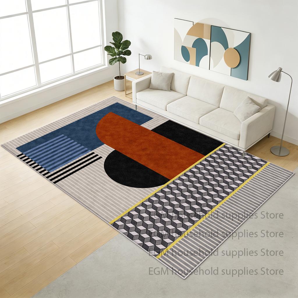 Geometric Carpets Modern Living Room Decor Lounge Bedroom Study Floor Mat Bedside Large Size Easy Cleaning Soft Rugs Non-slip