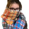 Autumn and Winter Rainbow Plaid Imitation Cashmere Scarf Female Student Couple Mohair Warm Scarf Long Shawl