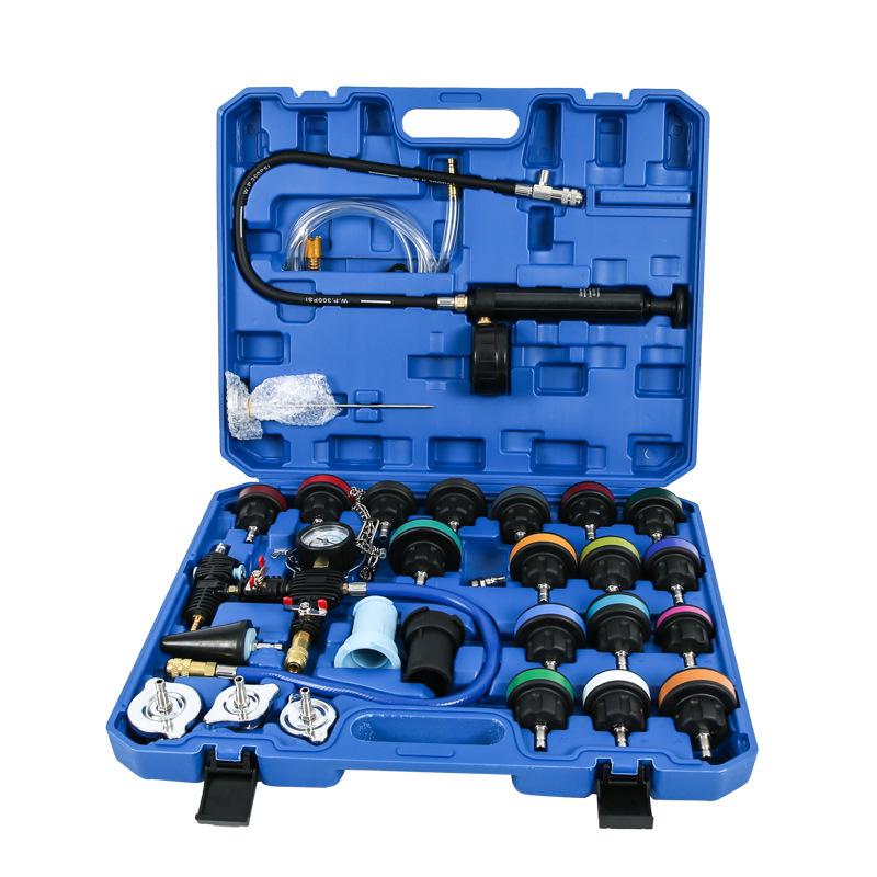 34-Piece Car Radiator Pressure Tester & Coolant Leak Detection Kit with Vacuum Pressure Gauge