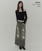 Musinsa Standard Woman Women'S Pigment Distressed Maxi Skirt [Khaki]