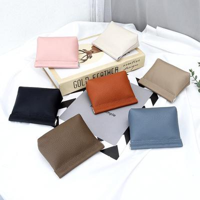 Women's Genuine Leather Coin & Lipstick Pouch with Spring Clip & Automatic Closure