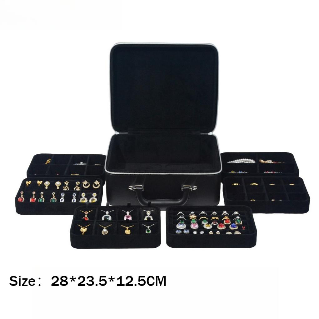 

Multilayer Jewelry Box Rings Earrings Organizer Pallet Large Capacity Necklace Display Tray Jewellery Trinket Storage Boxes чорний