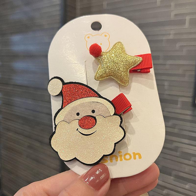 Kids' Festive Santa Claus Candy Hair Clips - Cute Princess Cartoon Hairpins for Holiday Performances