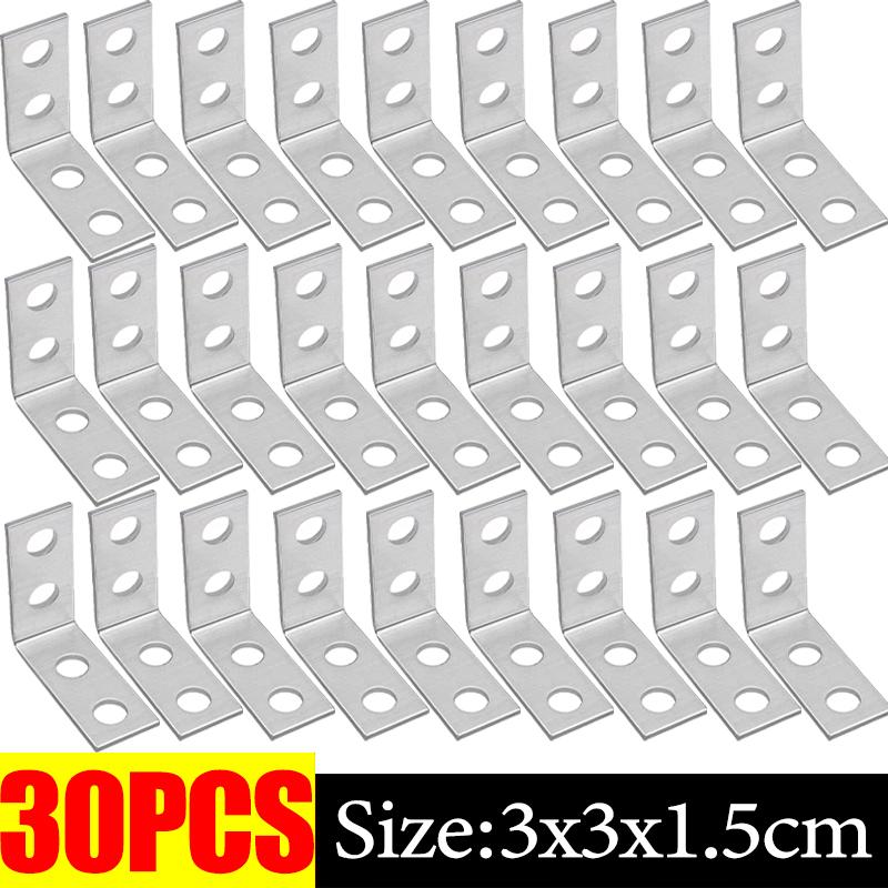 10/50Pcs L-Shaped Corner Brackets 90° Metal Corner Connector Shelf Wall Bracket Fixing Household Furniture Hardware Accessories
