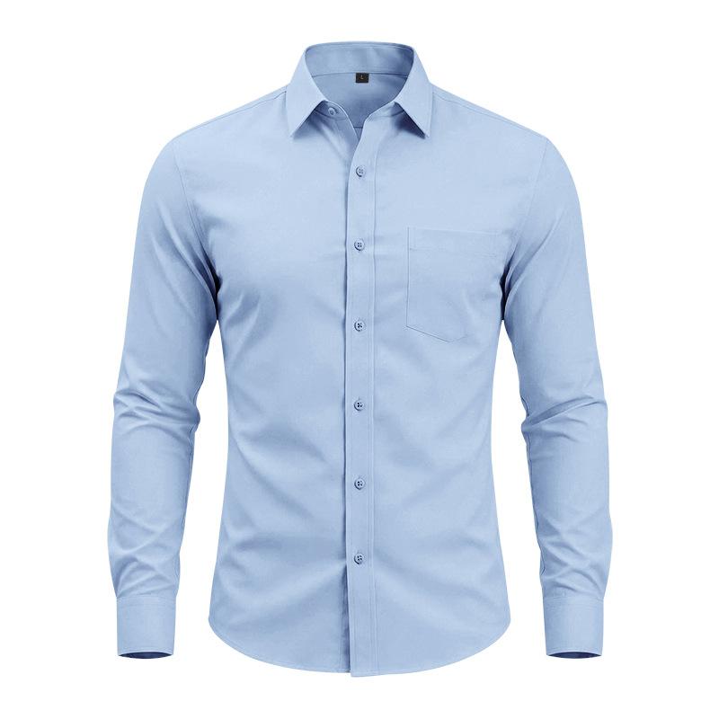 Men S Solid Long Sleeve Button Up Shirt Business Casual Top