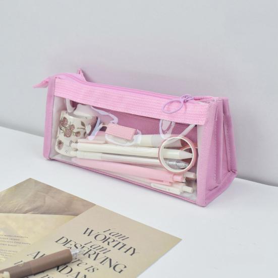 Pen Bag 6 Layers Transparent Visible Waterproof Dirt-proof Zipper Boys Girls Pencil Stationery Pouch Case Student Supplies