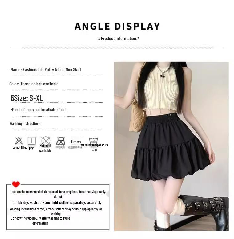 White Floral Bubble Puff Midi Skirt - Women's Summer Short 2025 Edition