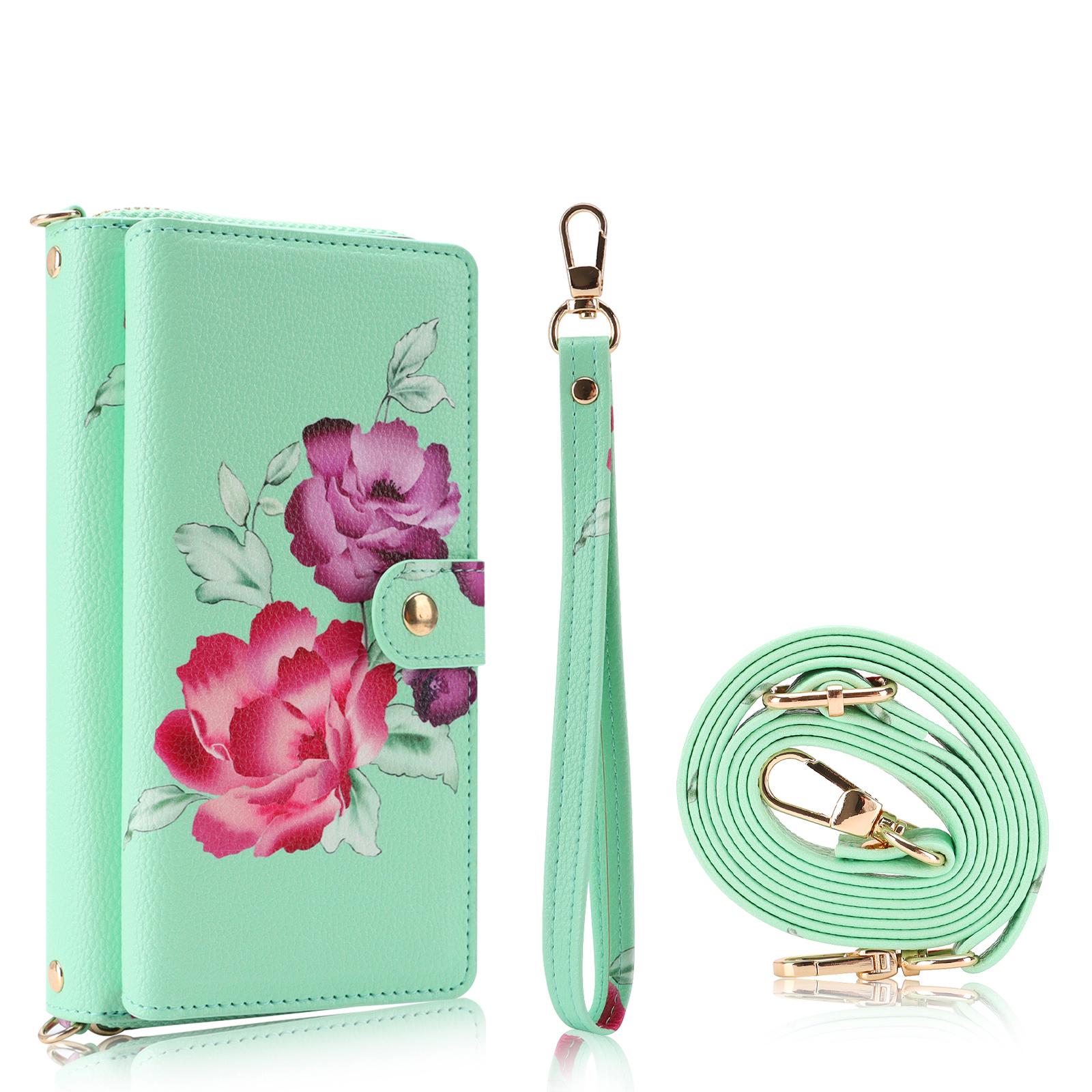 

2 in 1 Detachable Flower Wallet Cards Case For iPhone 17 17Air 16 15 14 Plus 13 12 Pro Max Lanyard Magsafe Charging Cover For iPhone 12Pro Max зелений