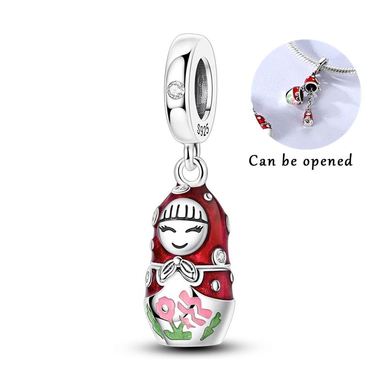 Copper Doll Dog Heart Rubiks Cube Pendants Charm Bead Charms Fixed Clip Bead Compatible With Authentic Bracelets Do It Yourself Jewellery Women Gift