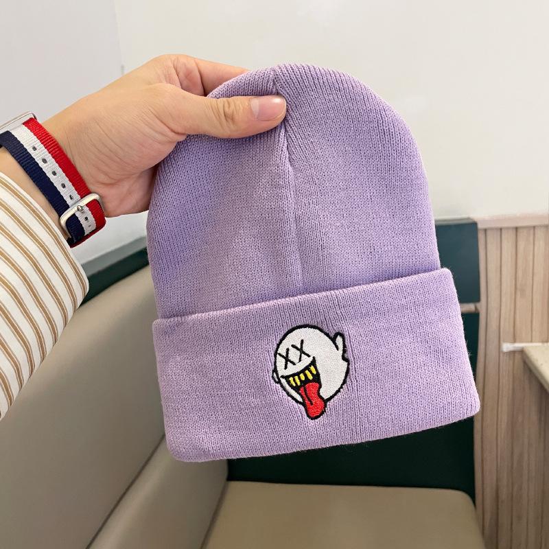 

Шерстяные шапки для мужчин и женщин Японские Универсальные и Милые Теплые и Защищающие от холода Вязаные шапки для осени и зимы Шапки-пуловеры от холода One size