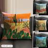Cactus Cushion Cover Natural Linen Organic Fabric Double-Sided Printing Sofa Home Decor Gift Pillow Case