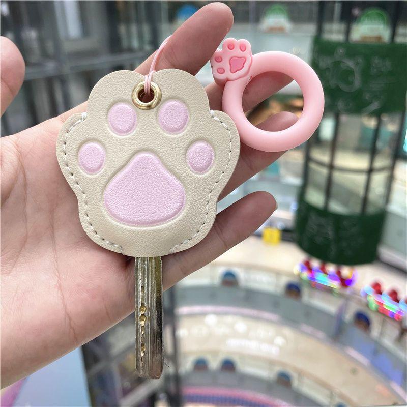 Personalized Cat Paw Keychain: Cute Women's Access Card Holder & Key Cover for Home and Vehicle