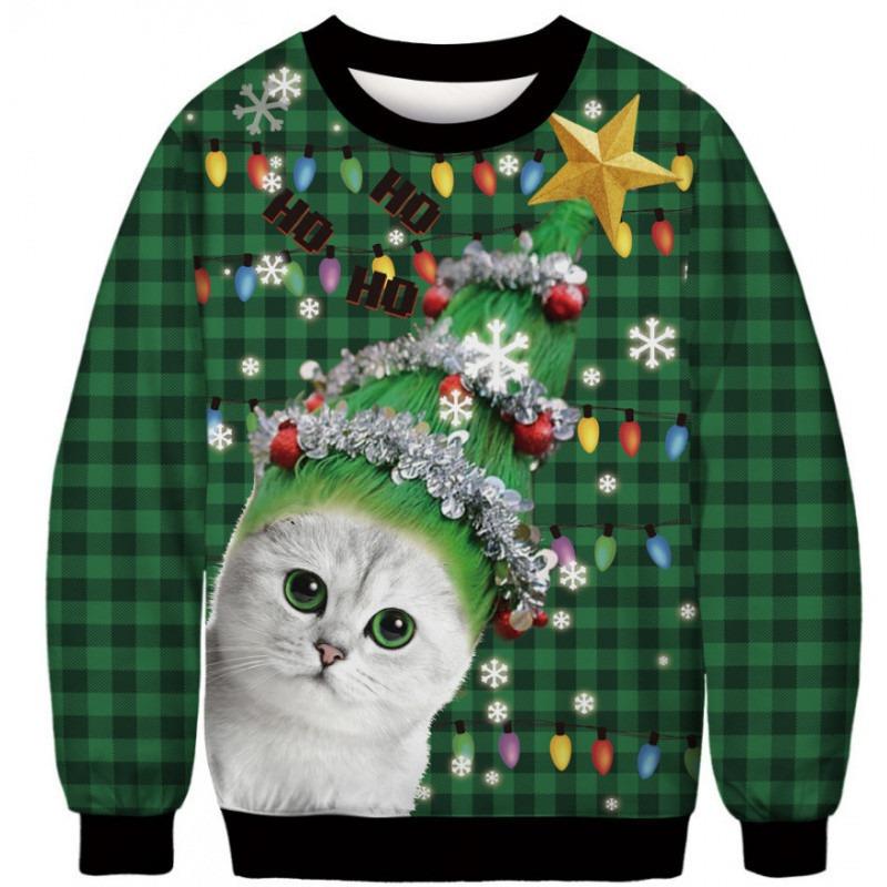 Autumn and winter new Christmas loose personality round neck digital printing sweater men's and women's sweaters
