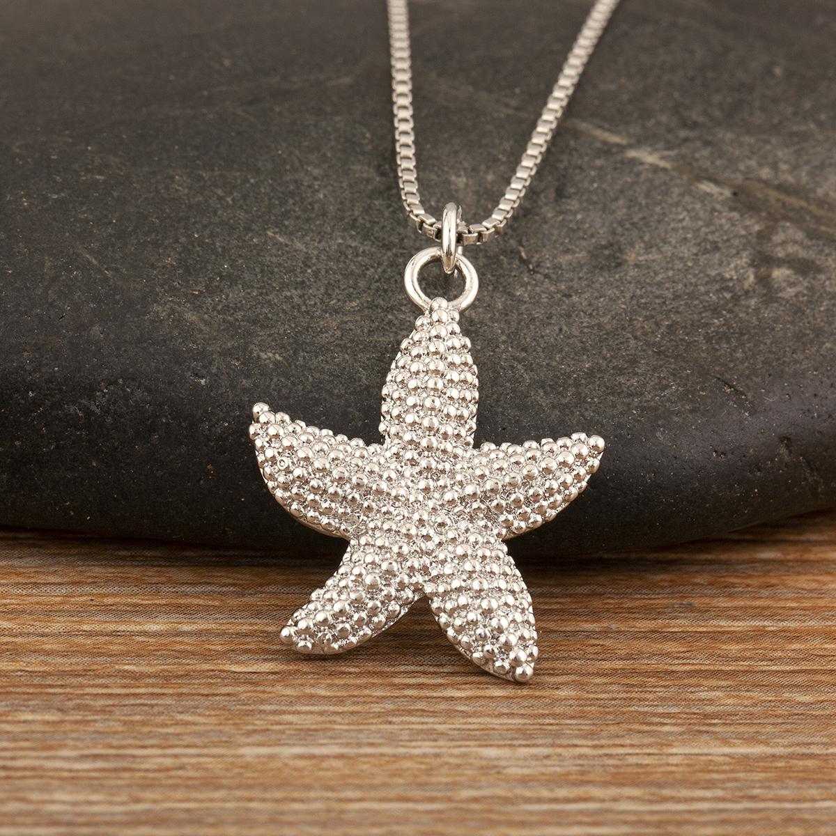 

Nidin Star Shape Simple Style Geometry Charm Pendant Necklace For Women Men Fashion Cute Choker Copper Neck Jewelry Party Gifts серебряный