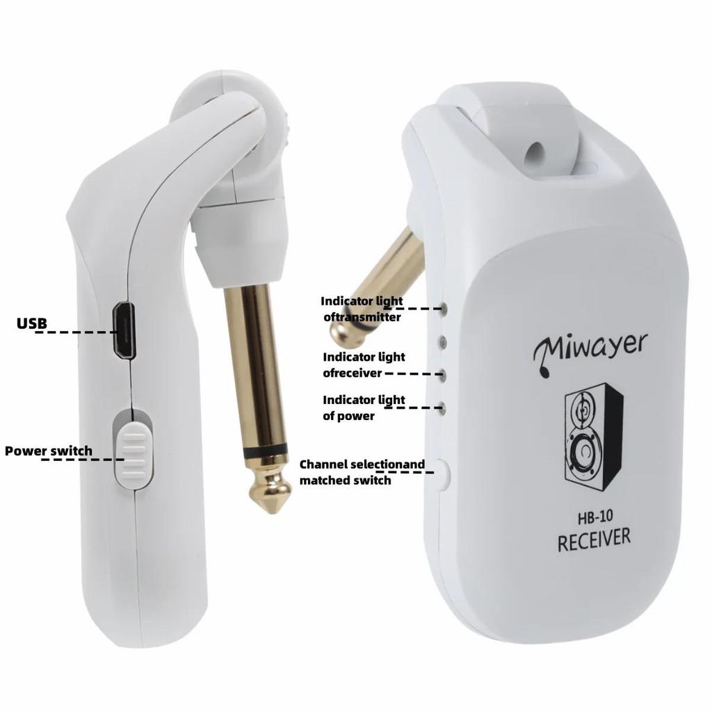 Guitar Wireless System HB-10 Audio Transmitter Receiver Rechargeable