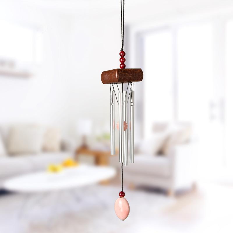 Mini Lemn Masiv Bar Aluminiu Masiv Metal Clopoței de Vânt Mici Proaspeți Decor Acasă Pandantiv Decor Ușă Cadou Clopoței de Vânt pentru Mașină white