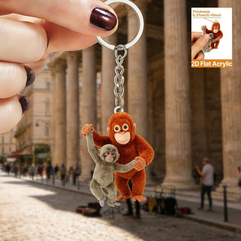 Cute Punch Monkey Acrylic Keychain Cute Animal Lover Key Ring Backpack Pendant Decoration Jewelry Fans Friends Gifts