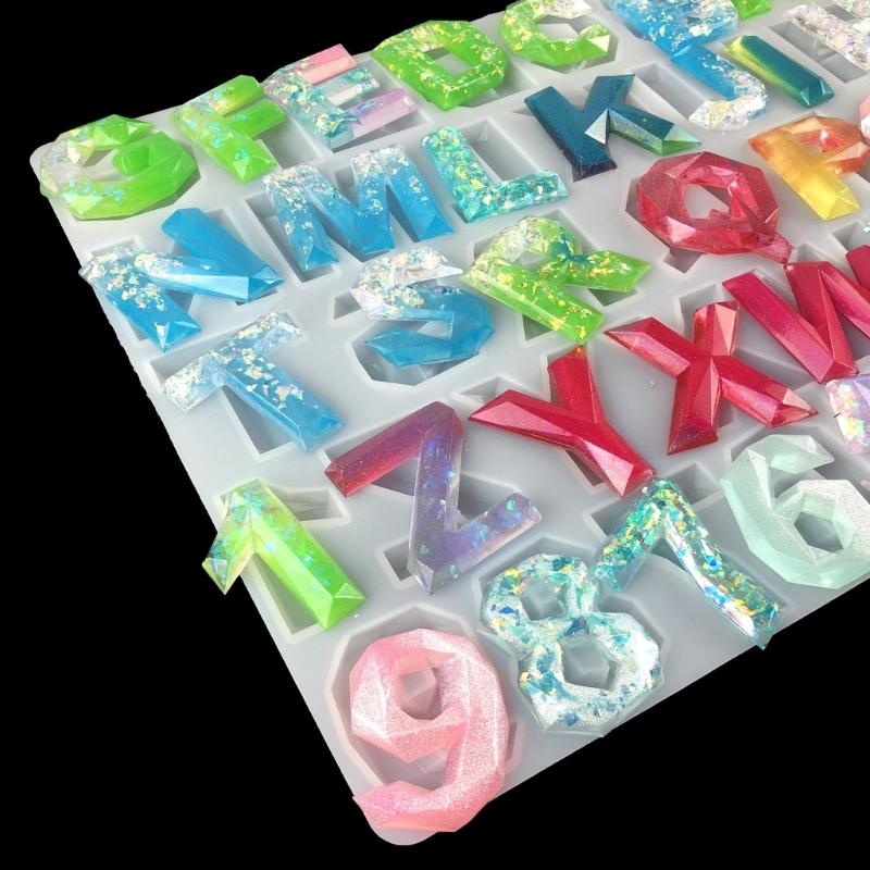 Semi-Stereoscopic Resin Keychain Molds DIY Alphabet Number Casting Mold Jewelry Craft Making Tools for Making Ornaments