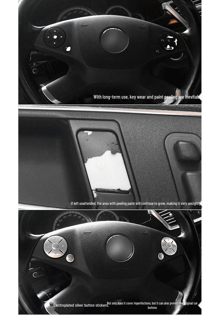 Mercedes C-Class/E-Class Steering Wheel Button Stickers for Interior Modification (W204/C200/E300).