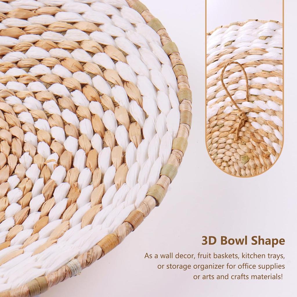 Bohemian Style Woven Wall Hanging Basket Set 9-piece Bedroom Living Room Kitchen Decorative Ornaments Beige
