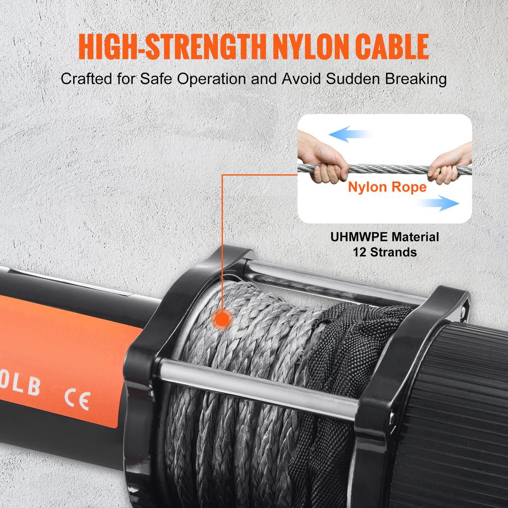 SucceBuy 4500lbs ATV/UTV Electric Winch Nylon/Steel Rope Winch with Wireless/Wired Remote for Truck Car Towing Jeep Off-Road SUV