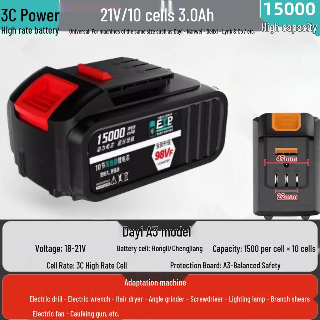 Universal High-Capacity 21V Electric Drill & Wrench 2106 with Lithium Battery, Angle Grinder, and Hammer Drill, 48V 88VF.