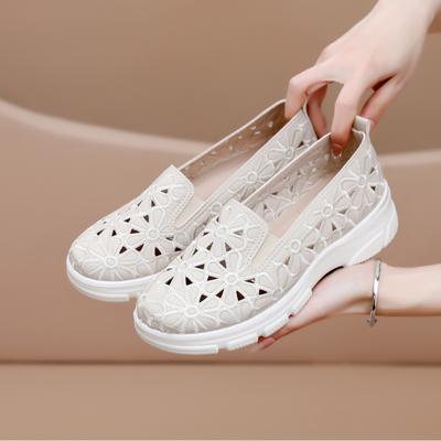 Shoes Spring and Summer Soft-soled Comfortable Hollow Shoes Versatile Casual One-pedal Single Shoes Thick-soled Breathable Mother Shoes