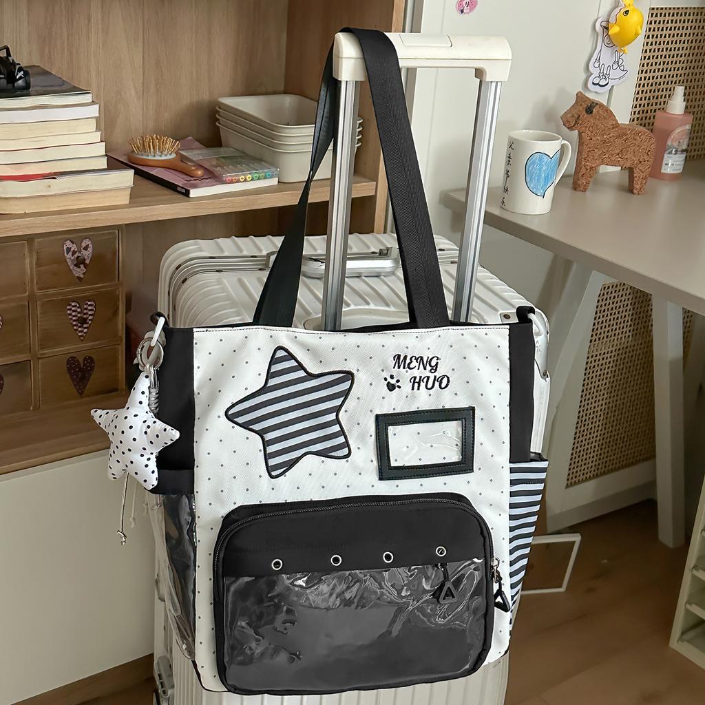 School bag cute and sweet pain bag for middle school students, high aesthetic value color-blocking Japanese niche design for girls' shoulder bag