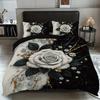 3pcs rose pattern bedding set, for women and adult's bedroom, 1*quilt cover+2*pillowcase, for single, queen bed