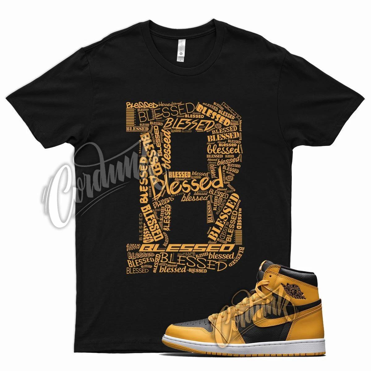 Black BLESSED T Shirt for Air J1 1 Retro High OG Pollen University Gold 100