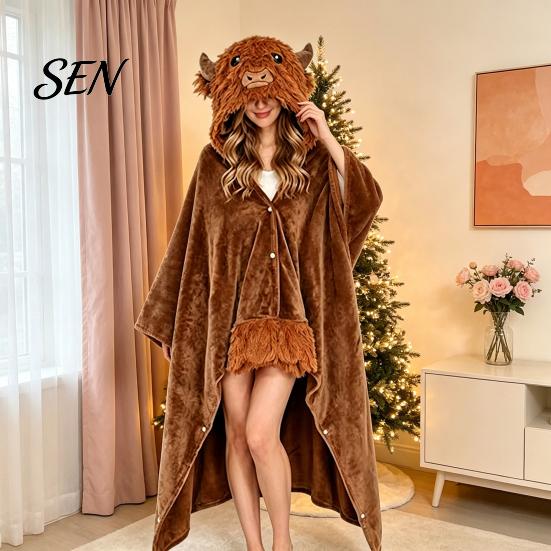 Plysch Pyjamas Huvtröja Djur Bärbar Filt Huvtröja, Vuxen Överdimensionerad Fleece Tröja Med Huvtröja Klädsel, Halloween Cosplay Kostym Sjal