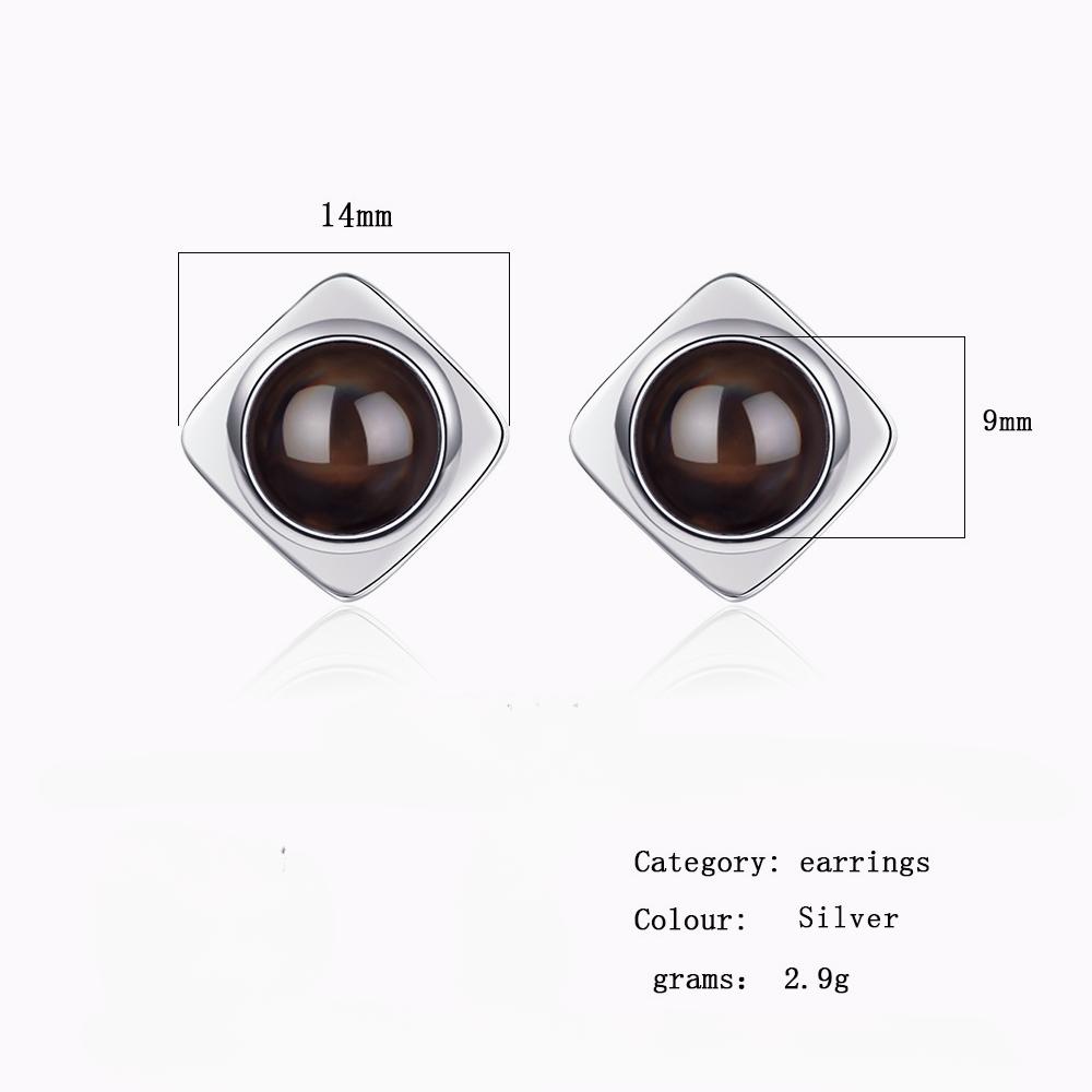 Square-shaped Black Agate Earrings Women's Personality Retro Simple Earrings