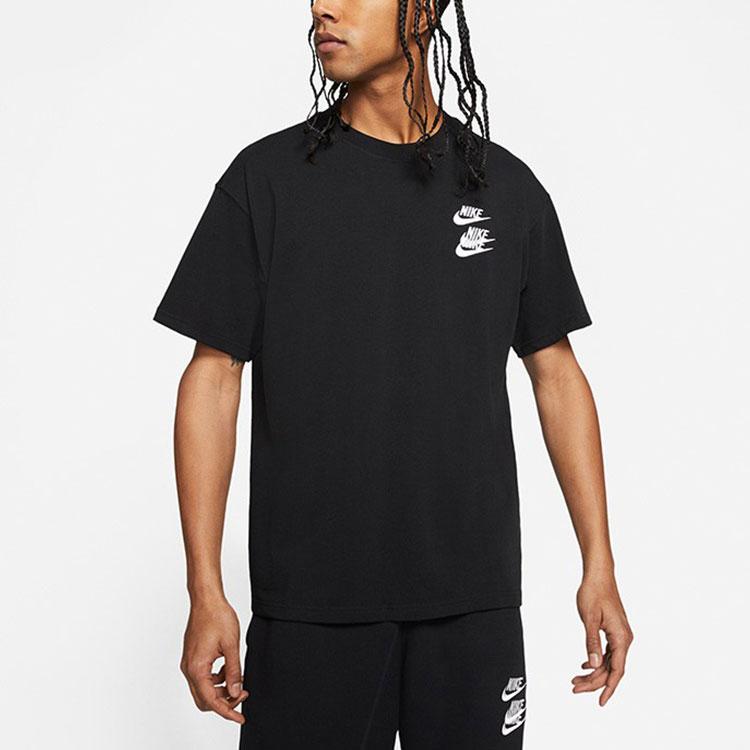 Nike Abbigliamento sportivo Spedizione Globale Logo Ricamato Girocollo a Coste T-Shirt Manica Corta Uomo Top Nero DR1210-010