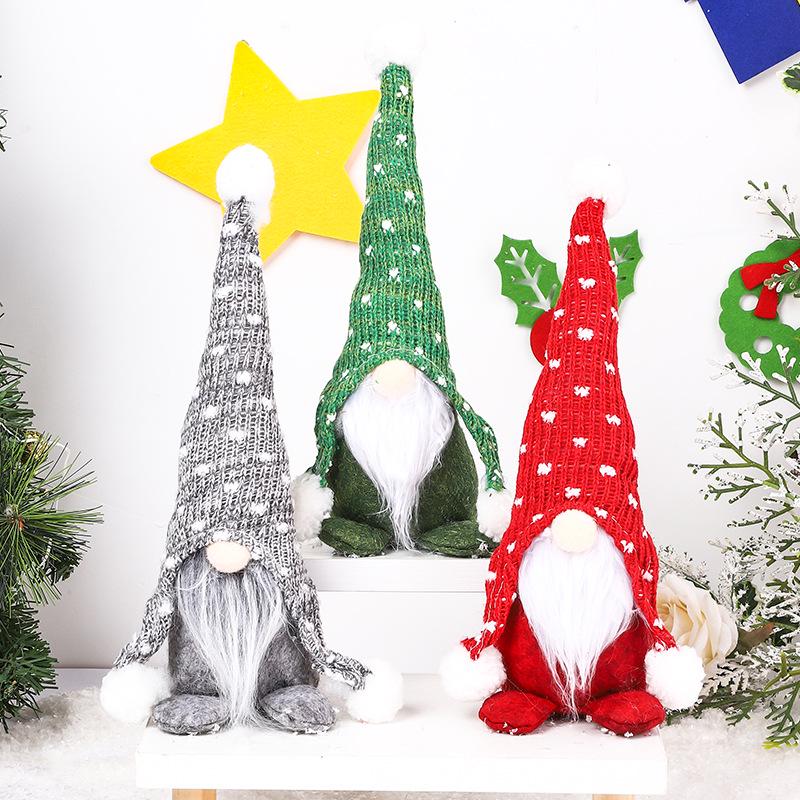 Nordic Christmas Faceless Doll with Knitted Hat and White Beard