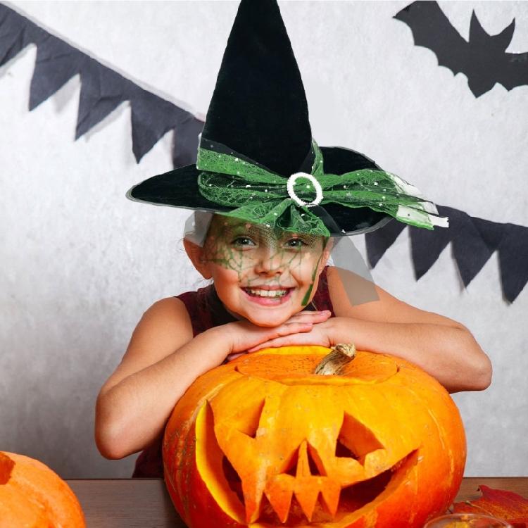 Ladies Fashionable Hat Party Ornament Halloween Witch Hat Fashion Lace Creative for Halloween Costume Adults Kids