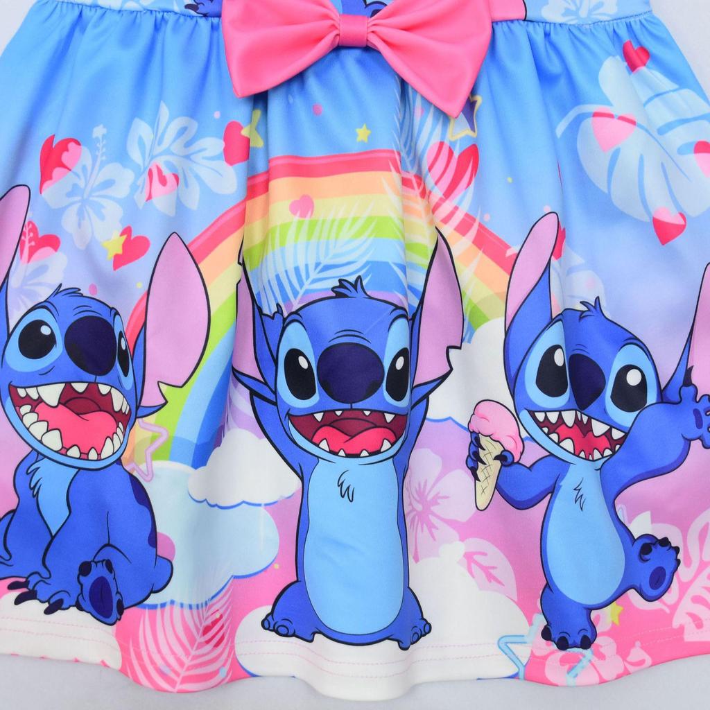 Lilo & Stitch Girls' Bowknot Party Dress - Digital Print 9265, In Stock