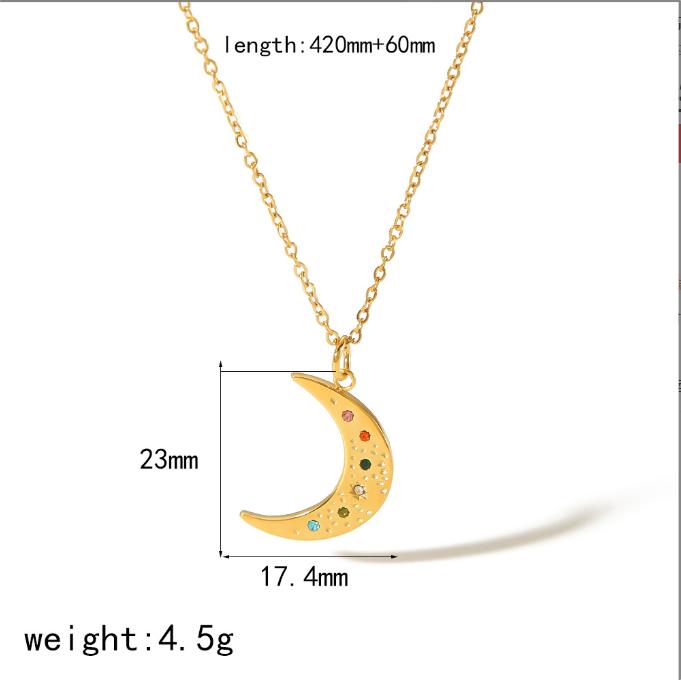 European and American Fashion Trends, Charm, Sun, Moon, Stars, Stainless Steel Necklace